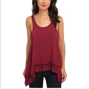 Free people maroon lace tank top